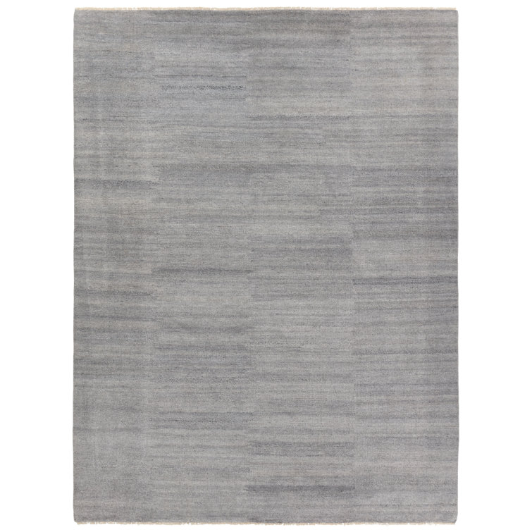 Hand-Knotted Gray Wool 6' x 9' Rectangular Rug