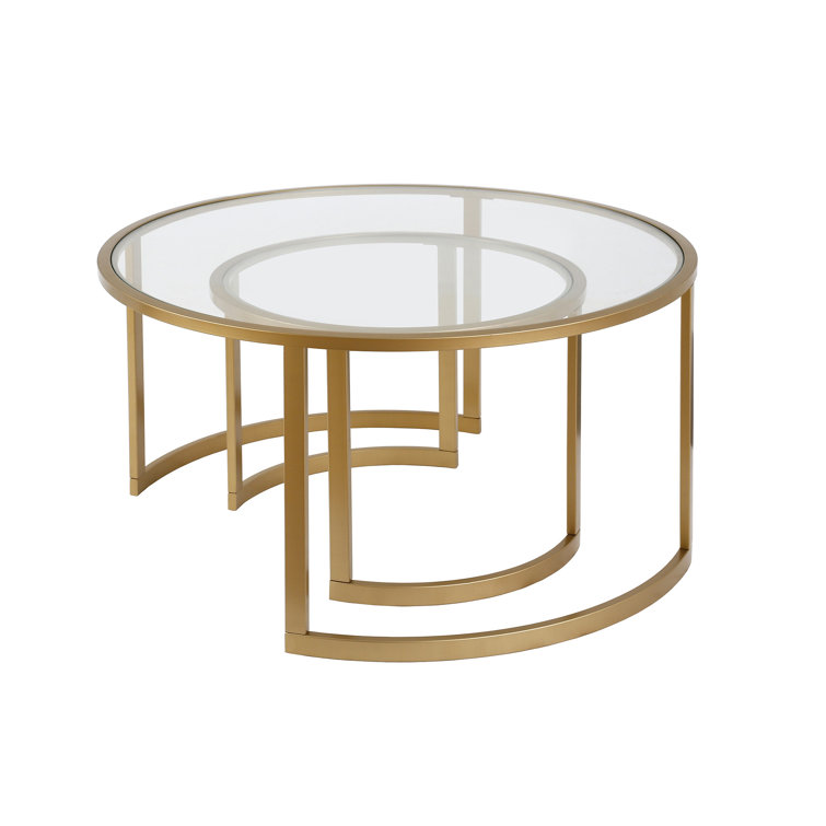 Elysian Brass & Glass 36" Round Nested Coffee Table Set