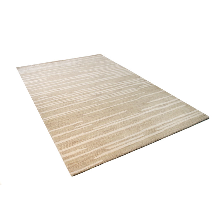 Ivory and Beige Hand Tufted Wool and Viscose 9' x 12' Rug
