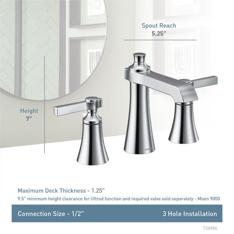 Elegant Transitional 7" Polished Nickel Widespread Bathroom Faucet