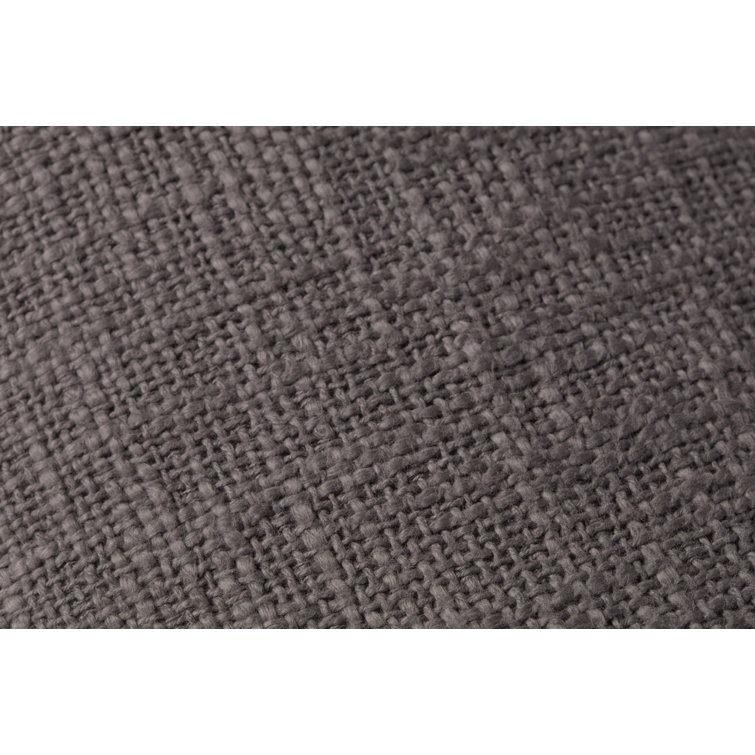 Gray Cotton Lumbar Throw Pillow with Piped Edges