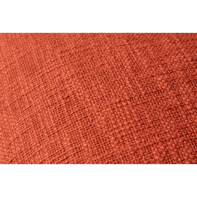 Fernande Orange Cotton Lumbar Throw Pillow with Piped Edges