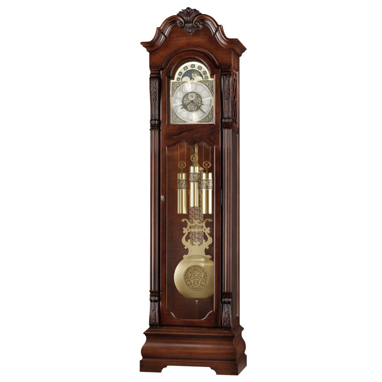 Henley Cherry Wood Grandfather Clock with Brass Accents