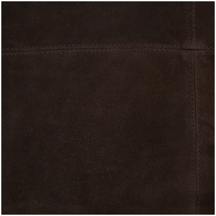 Dark Brown Genuine Leather Square Ottoman Pouf