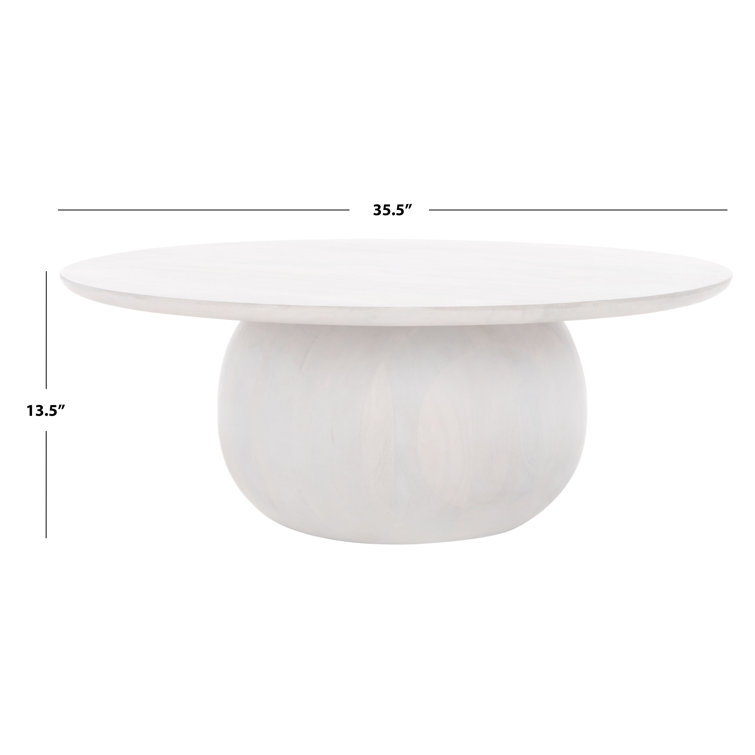 White Wash Round Solid Mango Wood Coffee Table