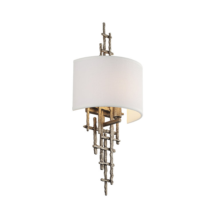 Champagne Luxe White Linen Dimmable Wall Sconce