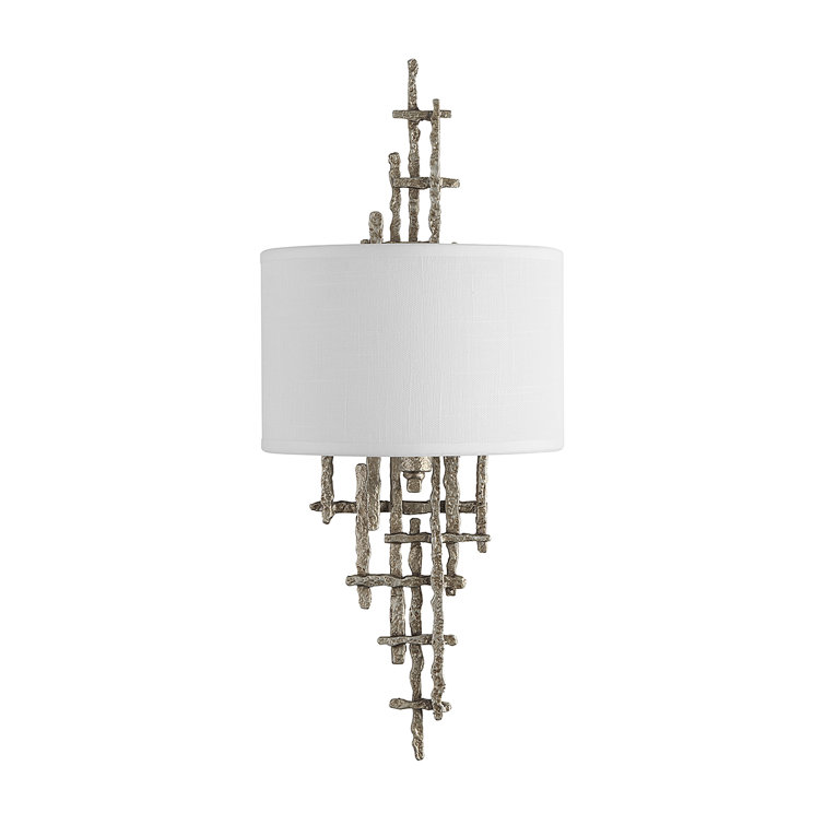 Champagne Luxe White Linen Dimmable Wall Sconce