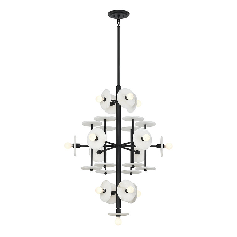 Black Cashmere 15-Light Sputnik Chandelier with Alabaster Shades