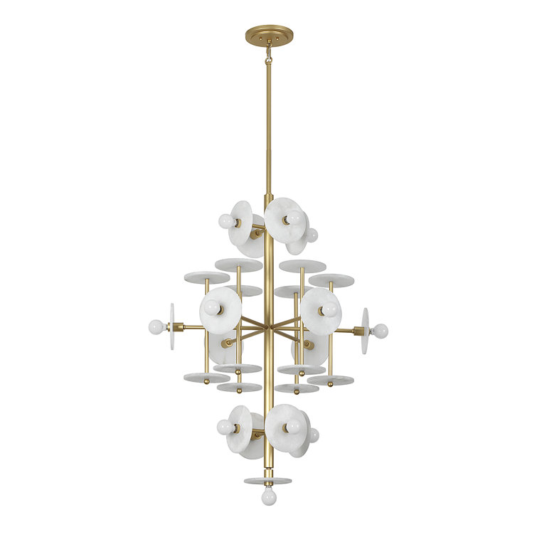 Amani Royal Gold 15-Light Chandelier with Alabaster Shades