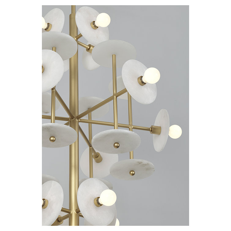 Amani Royal Gold 15-Light Chandelier with Alabaster Shades