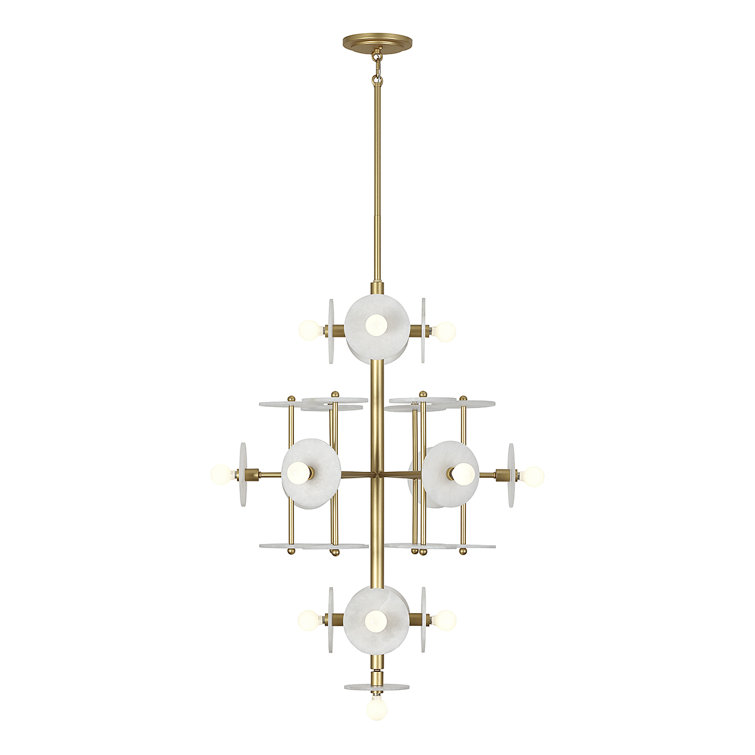 Amani Royal Gold 15-Light Chandelier with Alabaster Shades