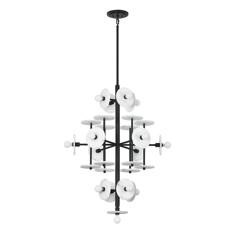 Black Cashmere 15-Light Sputnik Chandelier with Alabaster Shades