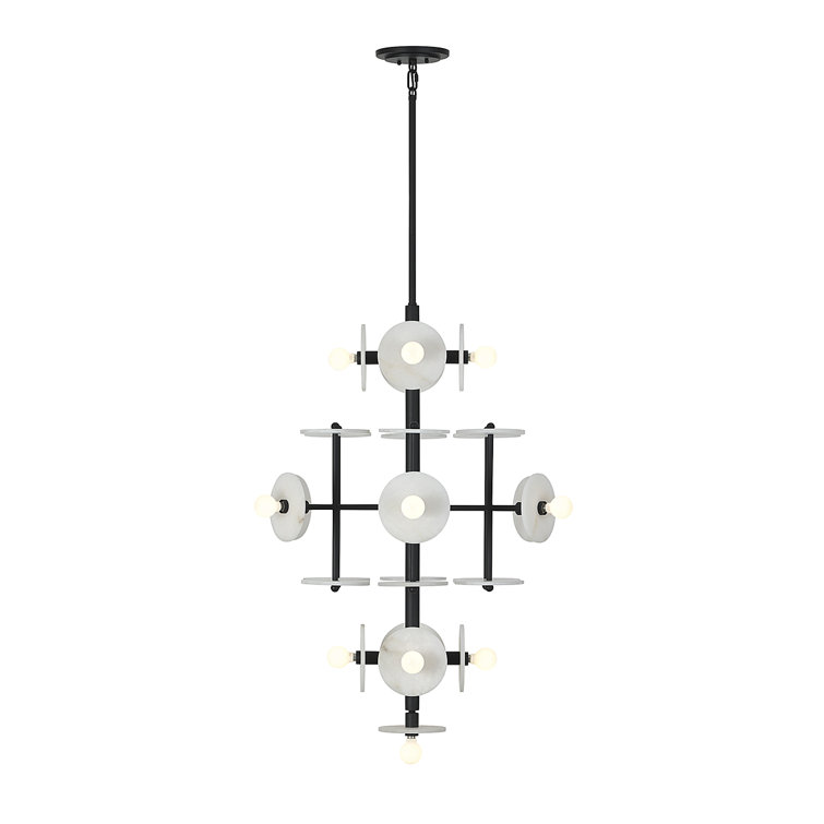 Black Cashmere 15-Light Sputnik Chandelier with Alabaster Shades