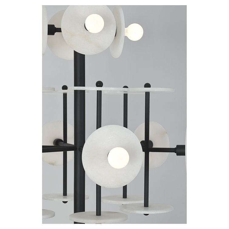 Black Cashmere 15-Light Sputnik Chandelier with Alabaster Shades