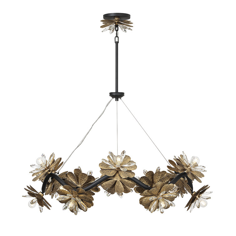 Giselle 24-Light Black and Gold Crystal Chandelier