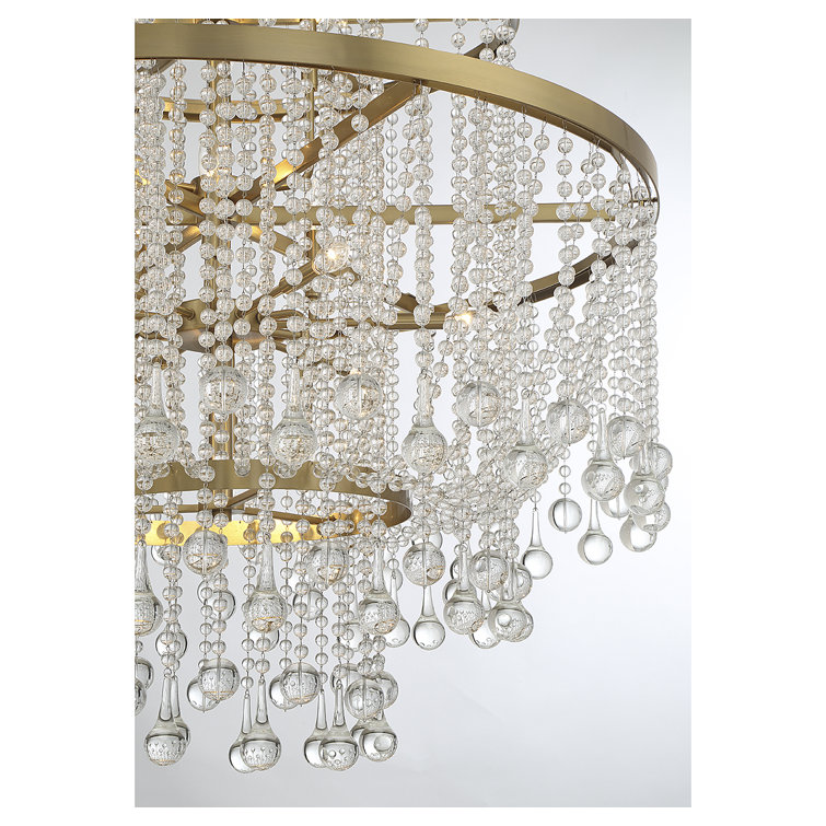 Luna Warm Brass 15-Light Tiered Crystal Chandelier