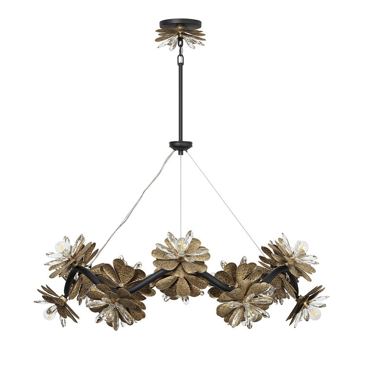 Giselle 24-Light Black and Gold Crystal Chandelier