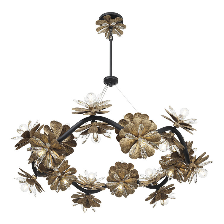 Giselle 24-Light Black and Gold Crystal Chandelier