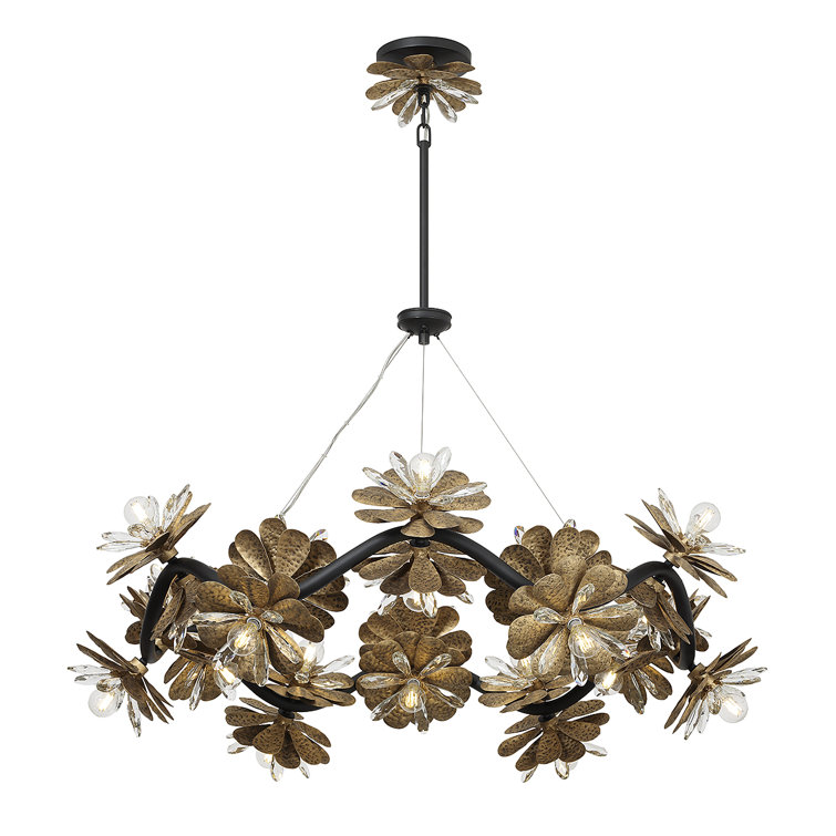 Giselle 24-Light Black and Gold Crystal Chandelier
