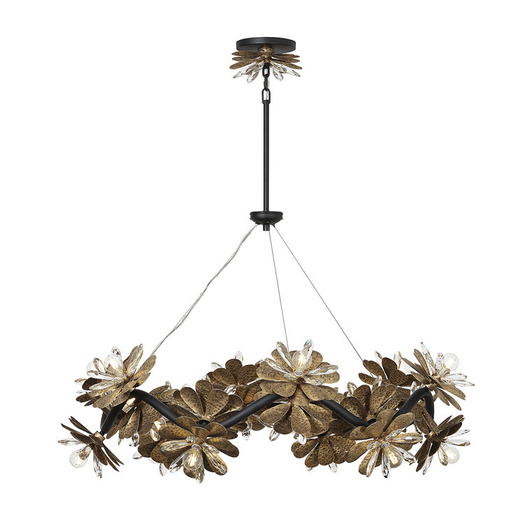 Giselle 24-Light Black and Gold Crystal Chandelier