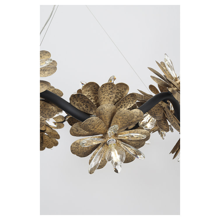 Giselle 24-Light Black and Gold Crystal Chandelier