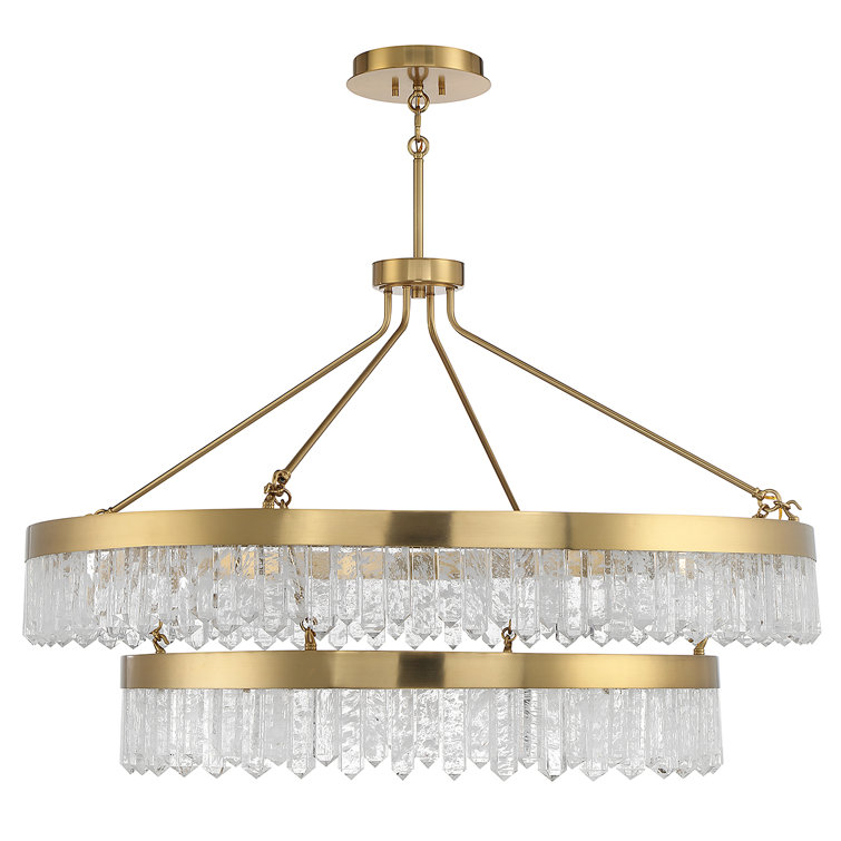 Landon Warm Brass 2-Light LED Pendant with Crystal