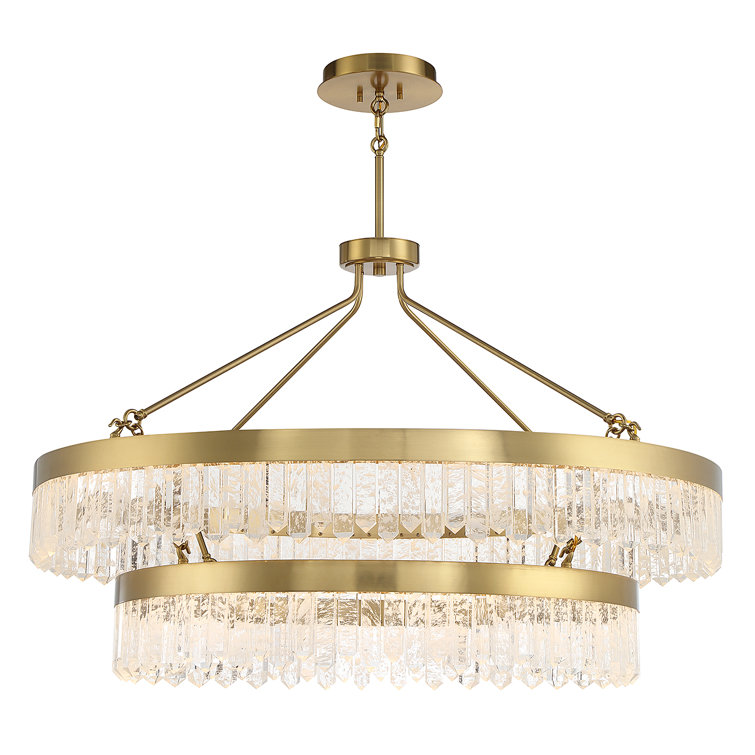 Landon Warm Brass 2-Light LED Pendant with Crystal