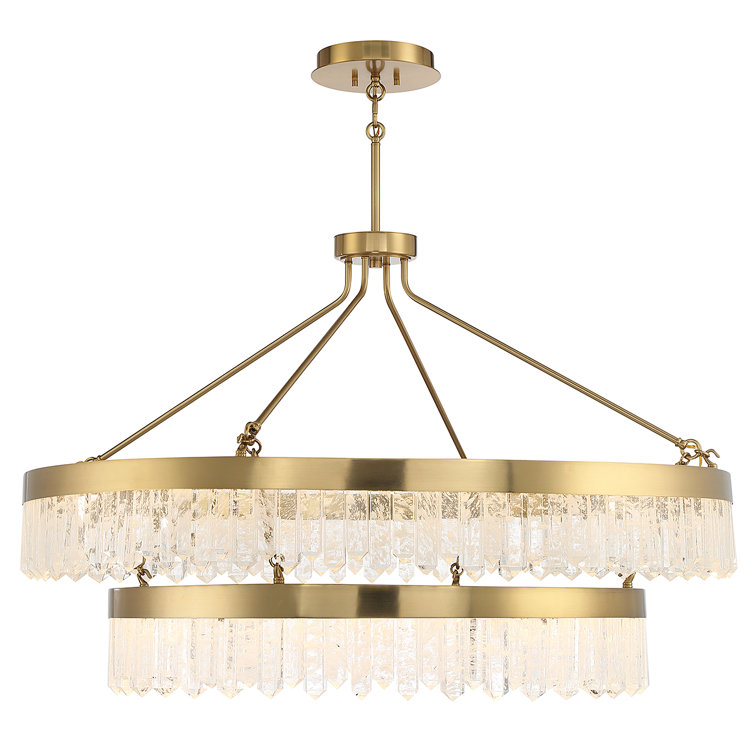 Landon Warm Brass 2-Light LED Pendant with Crystal