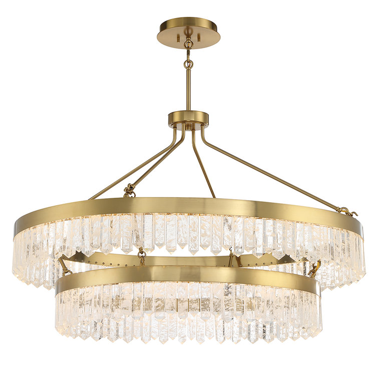 Landon Warm Brass 2-Light LED Pendant with Crystal