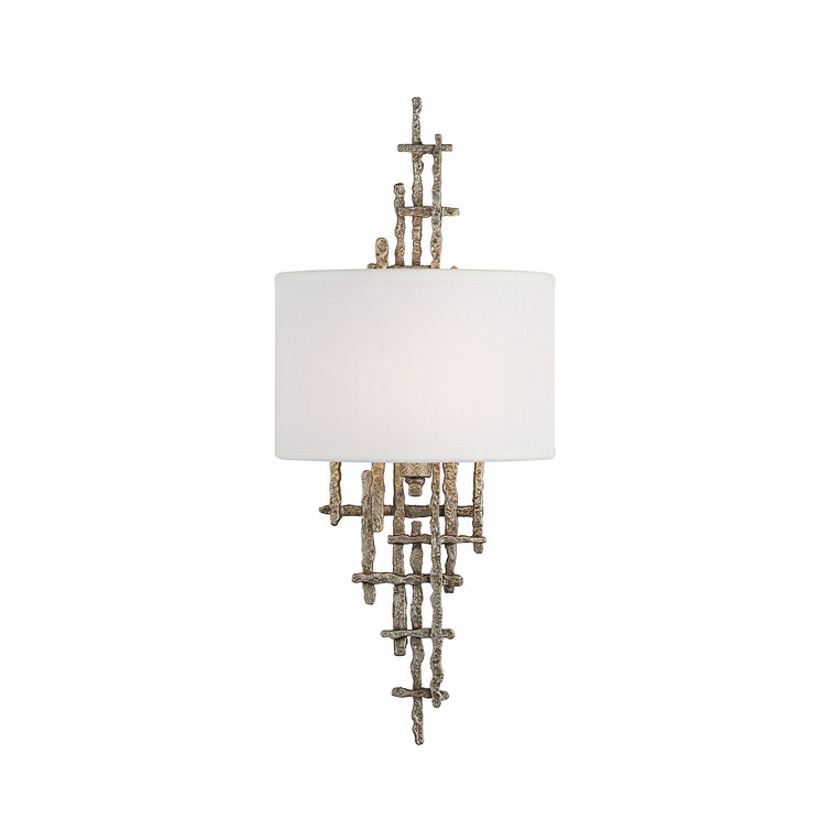 Champagne Luxe White Linen Dimmable Wall Sconce