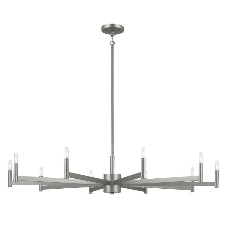 Satin Nickel 48" 10-Light Candle Chandelier