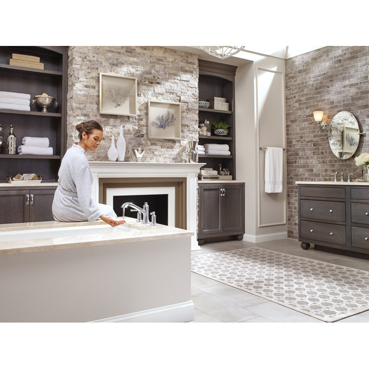 Classic Chrome Dual Handle Widespread Deck Mounted Faucet