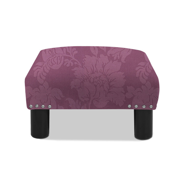 Jules Purple Floral Sateen Upholstered Footstool Ottoman