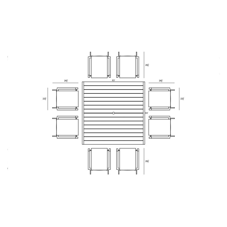 Black Powder Coated Aluminum 8-Person Outdoor Dining Set