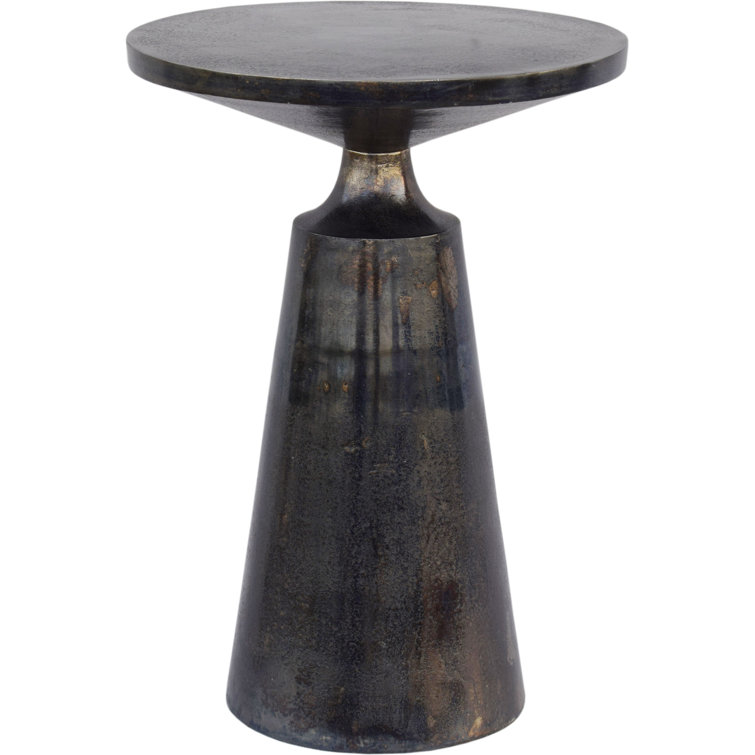 Modern Round Metal Accent Table in Black/Gray Finish