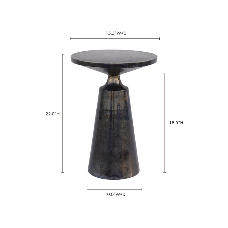 Modern Round Metal Accent Table in Black/Gray Finish