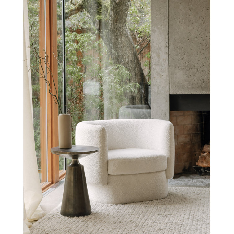 Modern Round Metal Accent Table in Black/Gray Finish