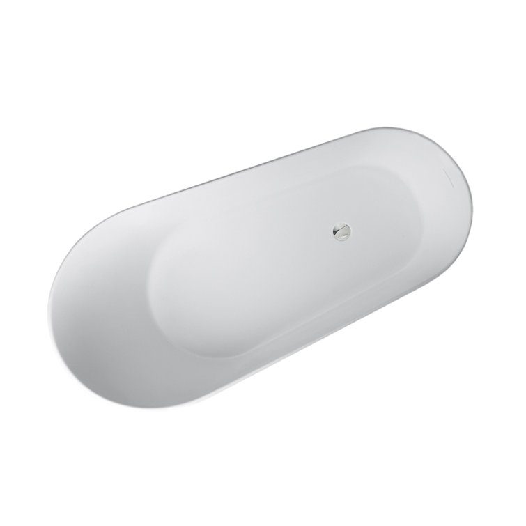 67'' Matte White Solid Surface Freestanding Soaking Bathtub
