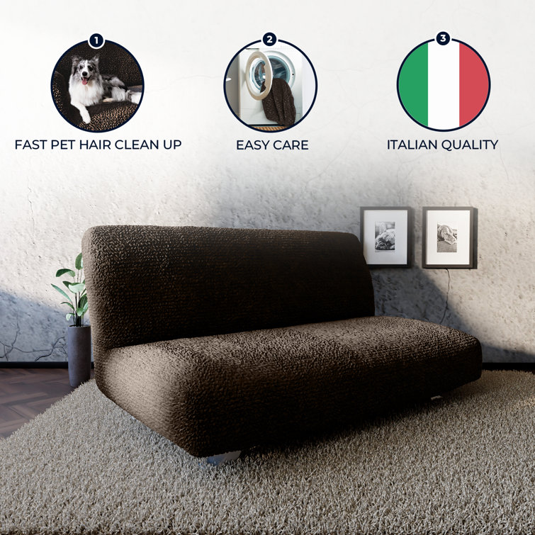 Dark Brown Stretchable Polyester Futon Sofa Cover