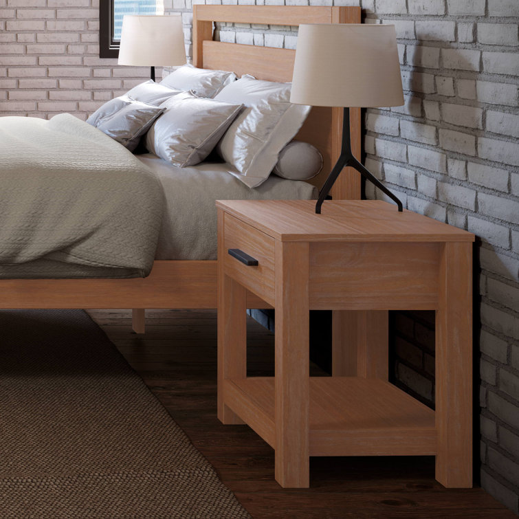 Acacia Solid Wood 1-Drawer Nightstand