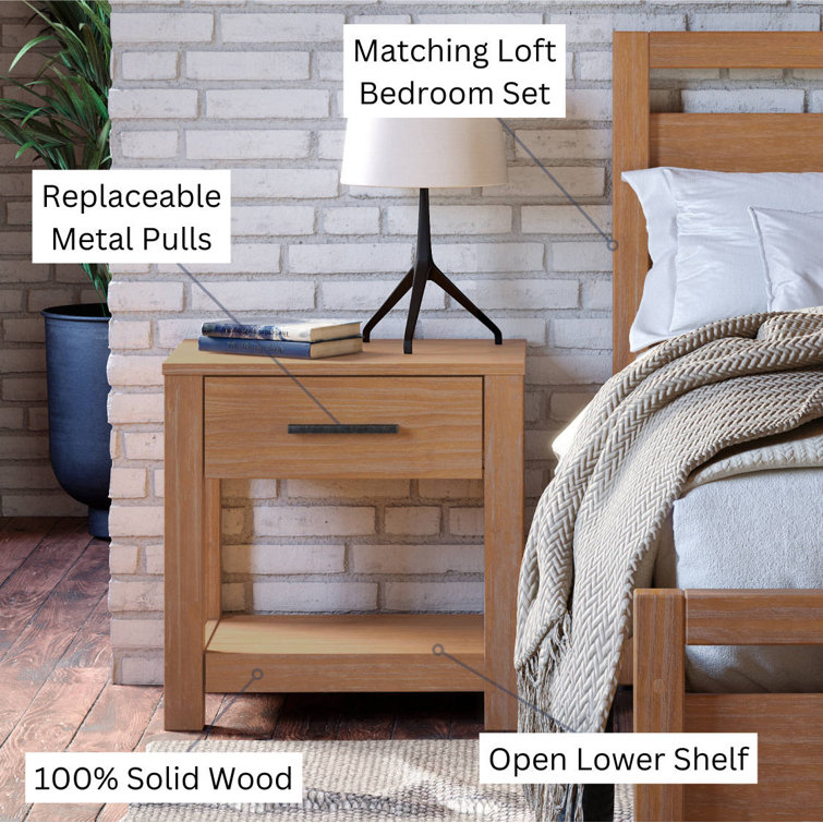 Acacia Solid Wood 1-Drawer Nightstand