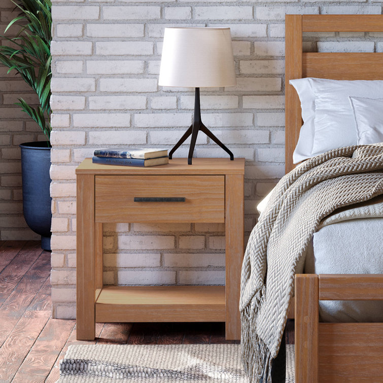 Acacia Solid Wood 1-Drawer Nightstand