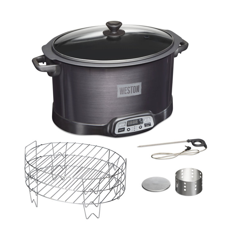 Weston Black Digital Display 6 Quart Indoor Smoker and Slow Cooker