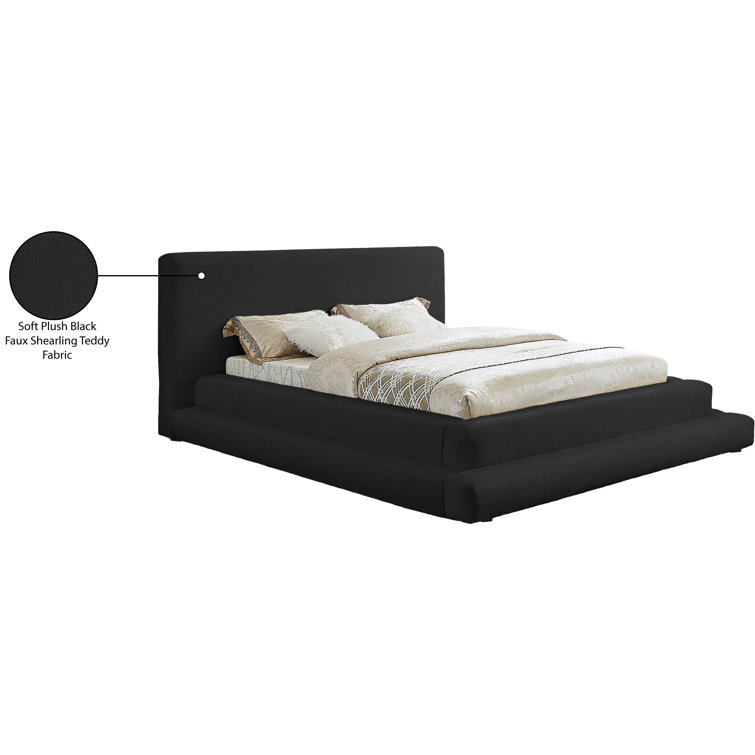 Black Queen Upholstered Bed with Rectangular Headboard