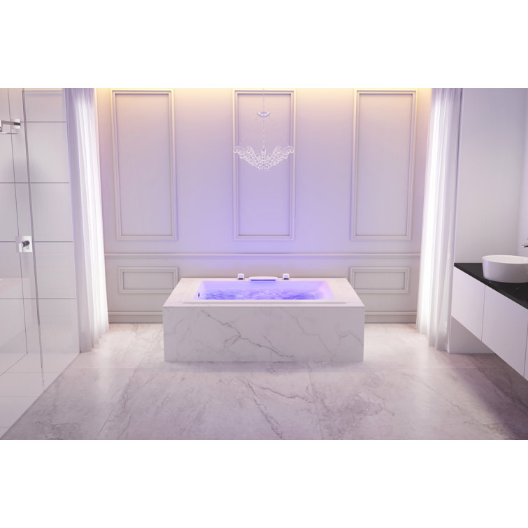 Elara 66" White Acrylic Drop-In Soaking Bathtub