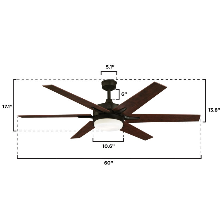 60'' Black-Bronze Ceiling Fan with LED Light Kit and Remote