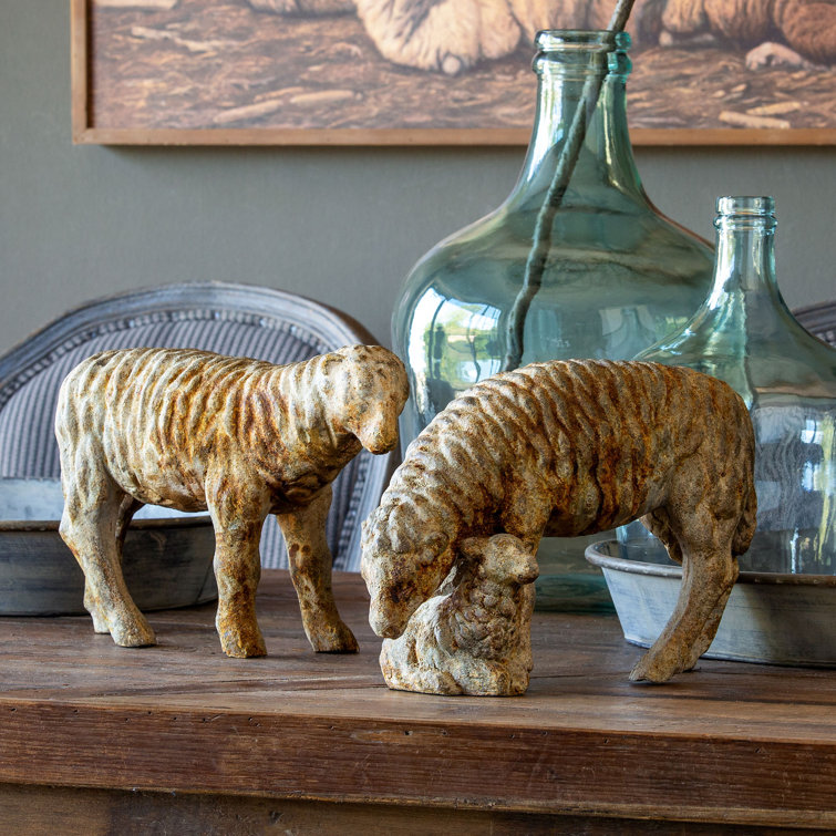 Rustic Distressed Brown Sheep Family Figurine Set