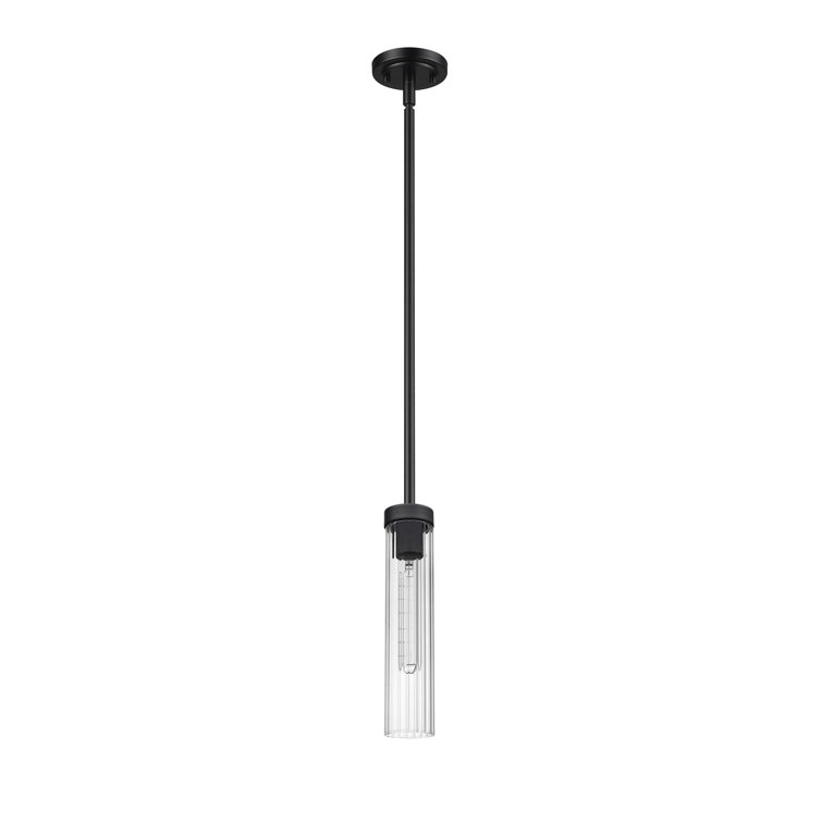 Matte Black Steel and Glass 12.75" Indoor/Outdoor Pendant Light