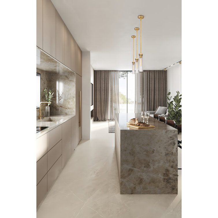 Beau Rubbed Brass and Clear Glass LED Pendant Light