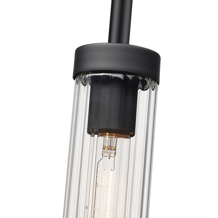 Matte Black Steel and Glass 12.75" Indoor/Outdoor Pendant Light